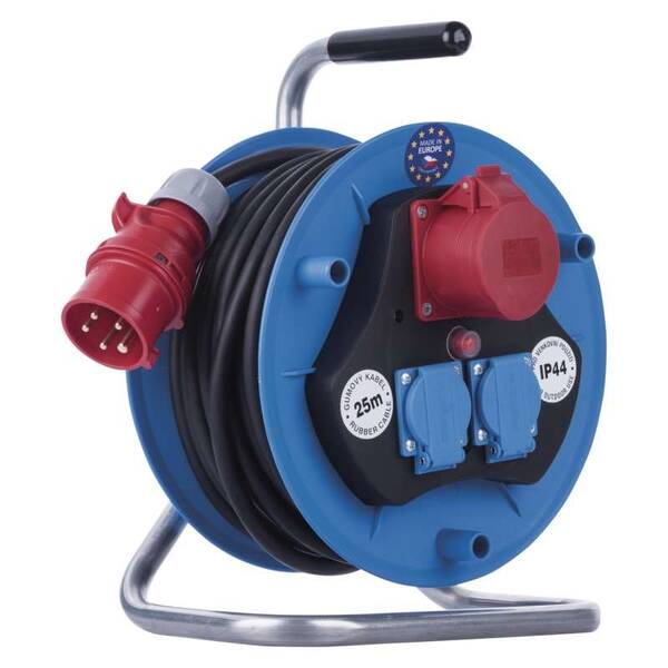 Kabel prodlužovací na bubnu EMOS 1x 400, 2x 230 V, 25m černá barva
