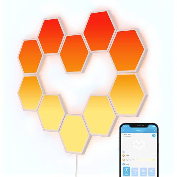 Nástěnné svítidlo Govee RGBIC Glide Hexa světelné panely, 10 ks bílé

