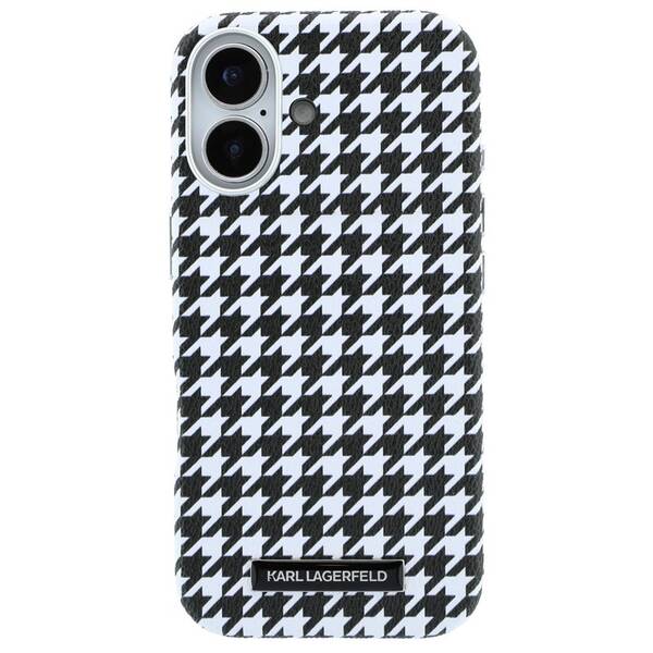 Kryt na mobil Karl Lagerfeld PU Houndstooth Resin Plate MagSafe na Apple iPhone 17 černý

