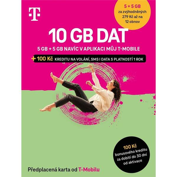 SIM karta T-Mobile předplacená karta 10 GB 
