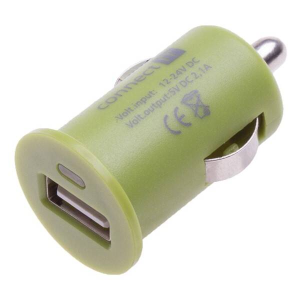 Adaptér do auta Connect IT InCarz COLORZ, 1x USB, 2,1A zelený

