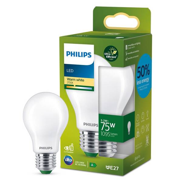 Žárovka LED Philips 75W, A60, E27, teplá bílá 

