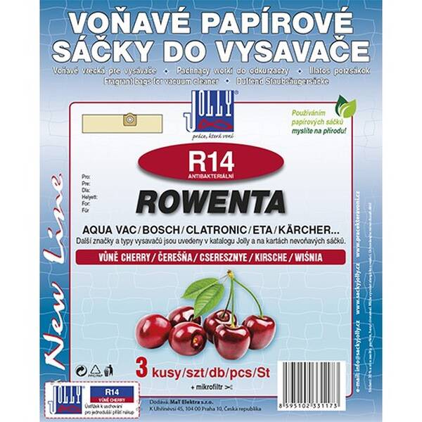 Sáčky do vysavače Jolly 3117S R 14 Rowenta (3 ks) - cherry 

