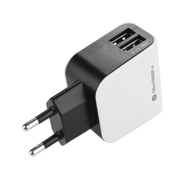 Nabíječka do sítě GoGEN ACH 200, 2x USB, 2,1A černá/bílá

