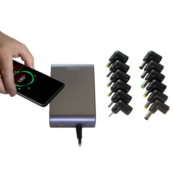 Napájecí adaptér Evolveo Chargee C90 pro notebooky 90W s bezdrátovým nabíjením 

