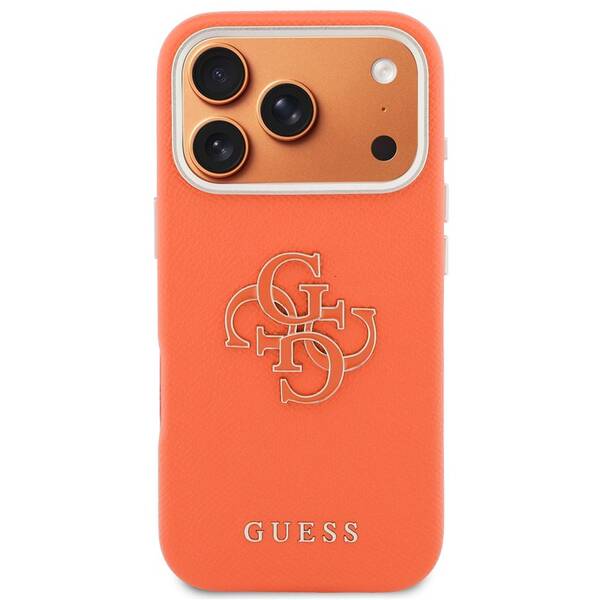 Kryt na mobil Guess PU Resin Logo na Apple iPhone 17 Pro oranžový

