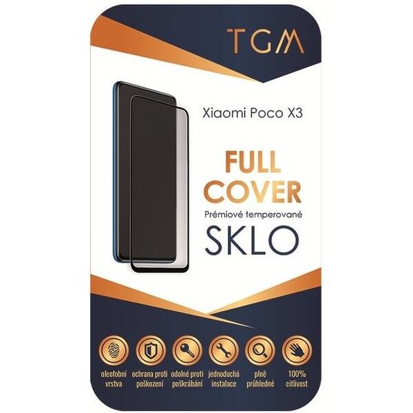 Tvrzené sklo TGM Full Cover na Poco X3 černé

