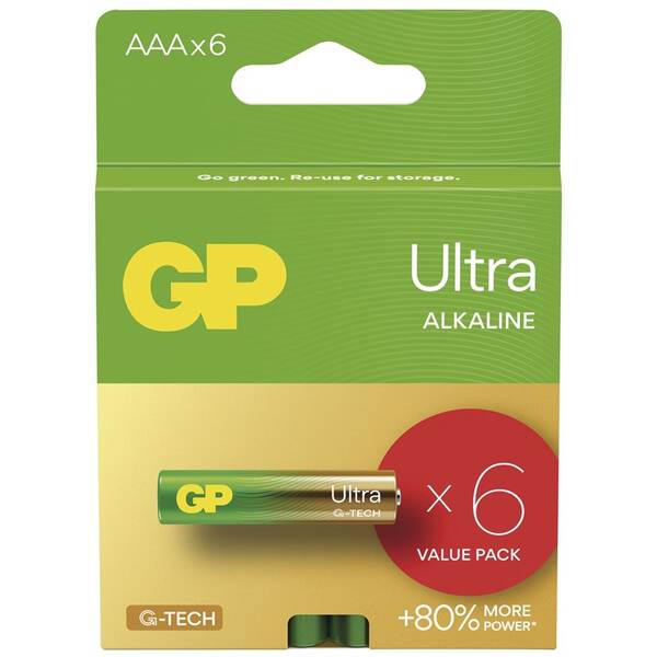Baterie alkalická GP Ultra AAA (LR03), 6 ks 

