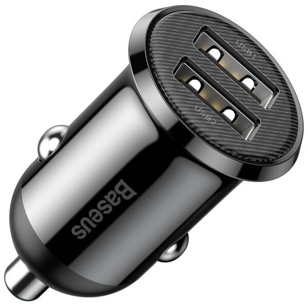 Adaptér do auta Baseus Grain Pro 2x USB, 4,8 A, 24 W černý

