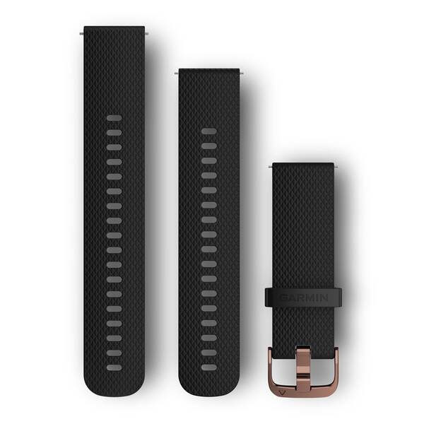 Řemínek Garmin Quick Release 20mm, silikonový černý, růžovozlatá přezka 

