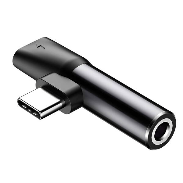 Redukce Baseus USB-C samec / USB-C samice /3,5mm Jack samice černá

