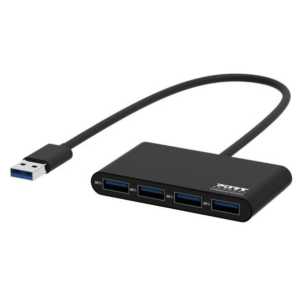 USB Hub PORT CONNECT USB-A , 4x USB 3.0 černý


