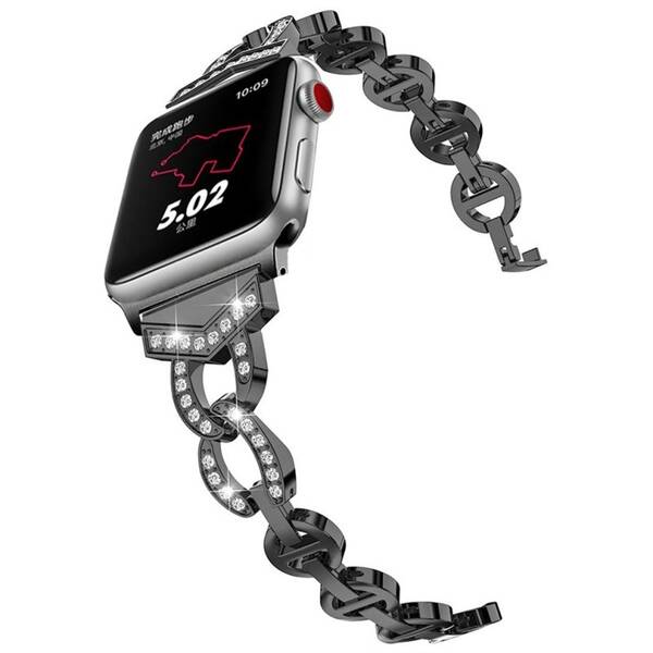 Řemínek WG crystal, kovový, na Apple Watch 38/40/41 mm černý

