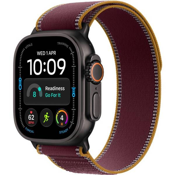 Chytré hodinky Apple GPS + Cellular 49 mm černý titan, burgundsky červený trailový tah - M/L 

