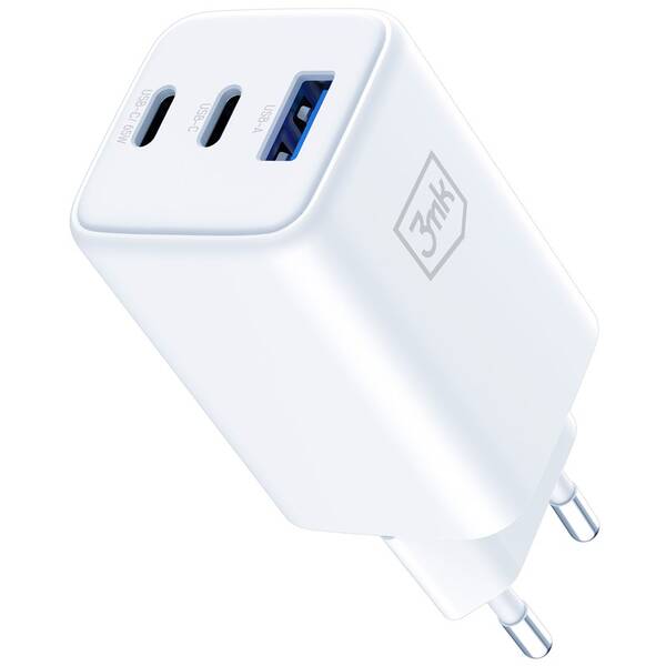Nabíječka do sítě 3mk Hyper GaN 2xUSB-C/USB-A 65W bílá


