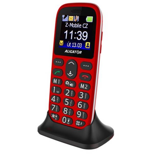 Mobilní telefon Aligator A510 Senior stříbrný/červený

