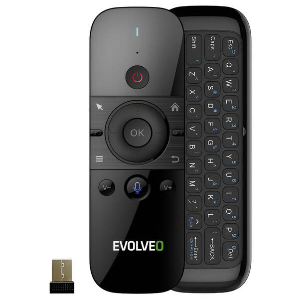 Dálkový ovladač Evolveo FlyMotion D1, bezdrátová gyroskopická myš s klávesnicí černý

