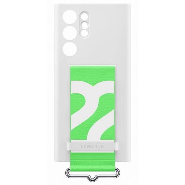 Kryt na mobil Samsung Silicone Cover s poutkem na Galaxy S22 Ultra bílý


