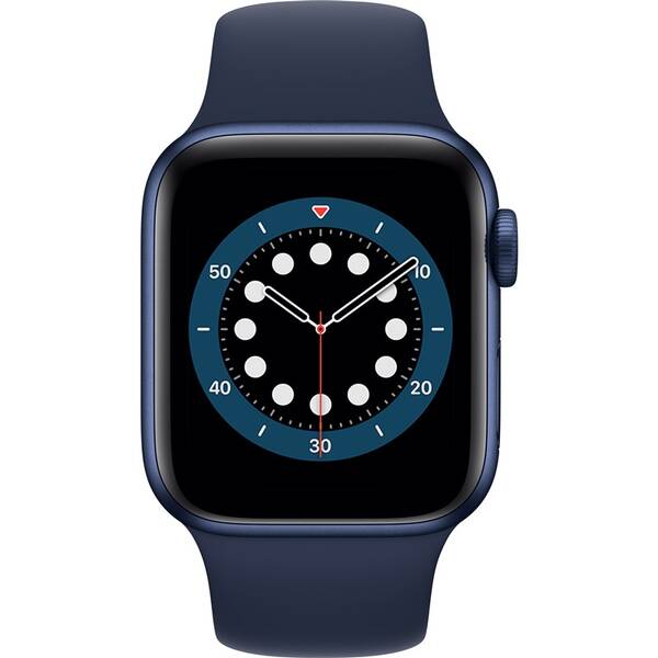 Chytré hodinky Apple GPS 40mm pouzdro z modrého hliníku - námořnicky tmavomodrý sportovní náramek 

