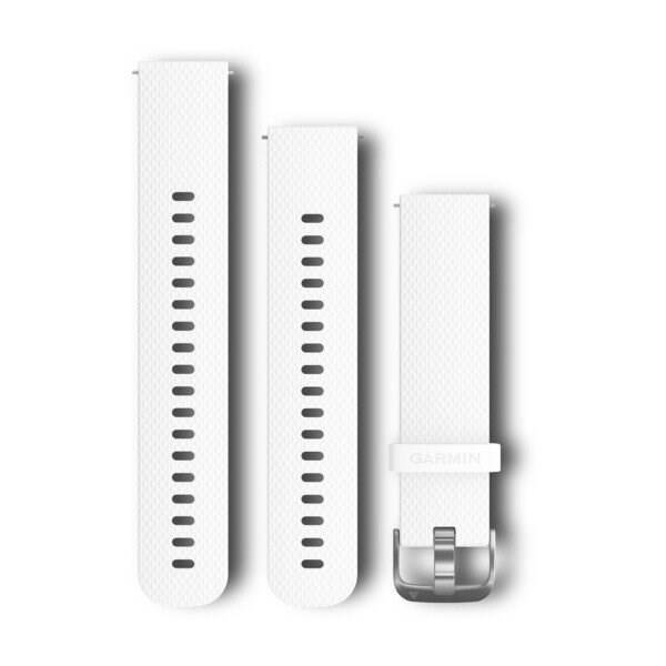 Řemínek Garmin Quick Release 20mm, silikonový bílý, stříbrná přezka 

