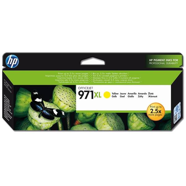 Inkoustová náplň HP 971XL, 6 600 stran žlutá

