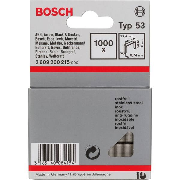 Sponky do sponkovačky Bosch PRO 2.609.200.215 (1000 ks) 

