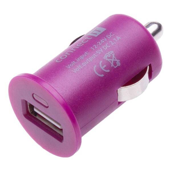 Adaptér do auta Connect IT InCarz COLORZ, USB, 2,1A fialový

