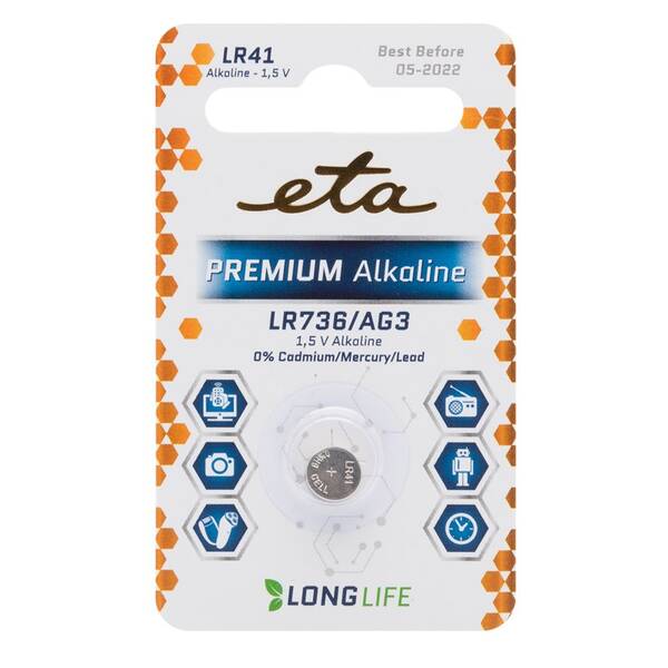 Baterie alkalická ETA ALKALINE LR41, blistr 1ks 

