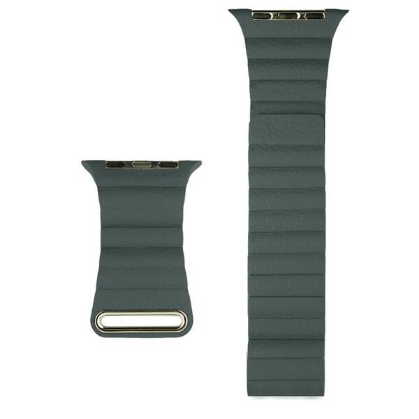Řemínek COTECi Loop Band na Apple Watch 42/44/45/49 mm, kožený, magnetický zelený


