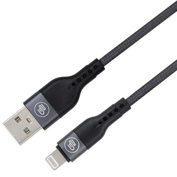 Kabel GoGEN USB-A / Lightning, 1 m, opletený, zkumavka grafitový

