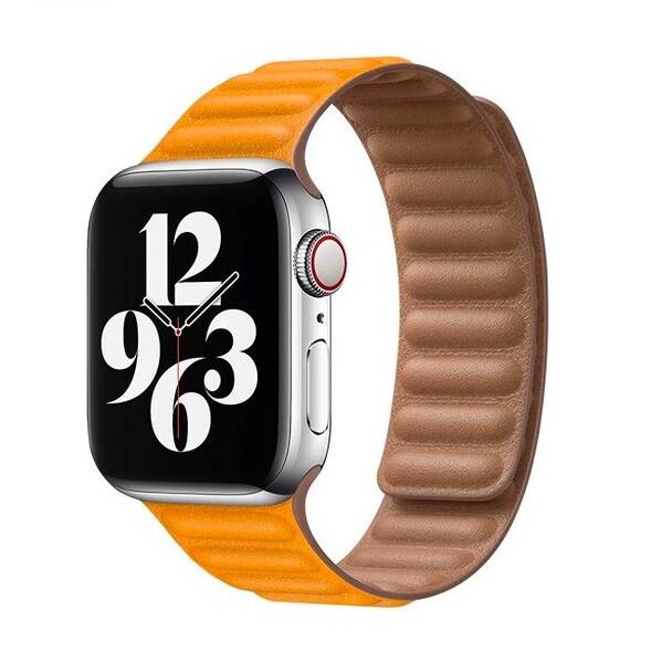 Řemínek COTECi Double Suction kožený na Apple Watch 42/44/45/49 mm žlutý

