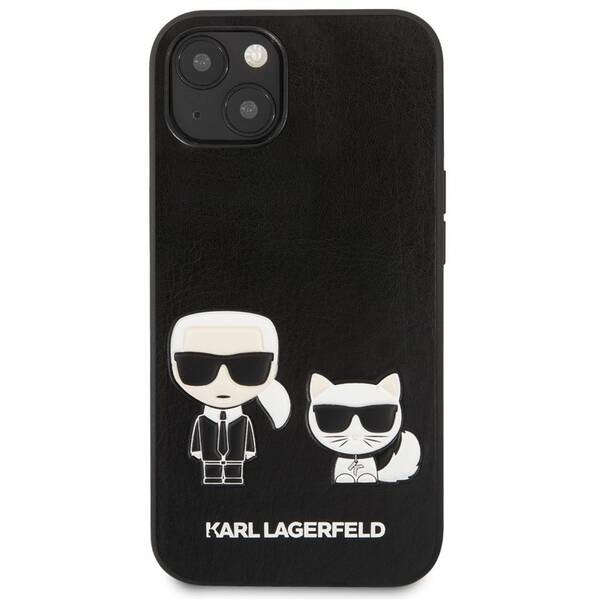 Kryt na mobil Karl Lagerfeld and Choupette Leather na Apple iPhone 13 černé


