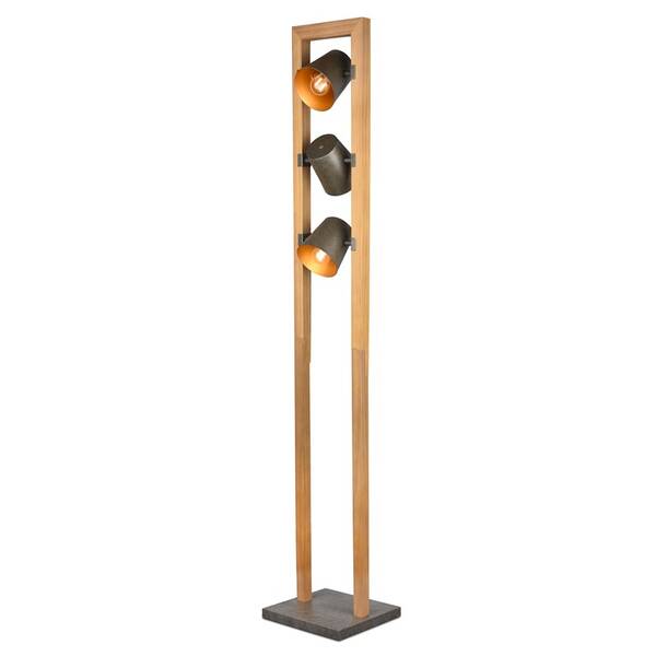 Stojací lampa TRIO Bell, 3x E14 dřevo/kovová

