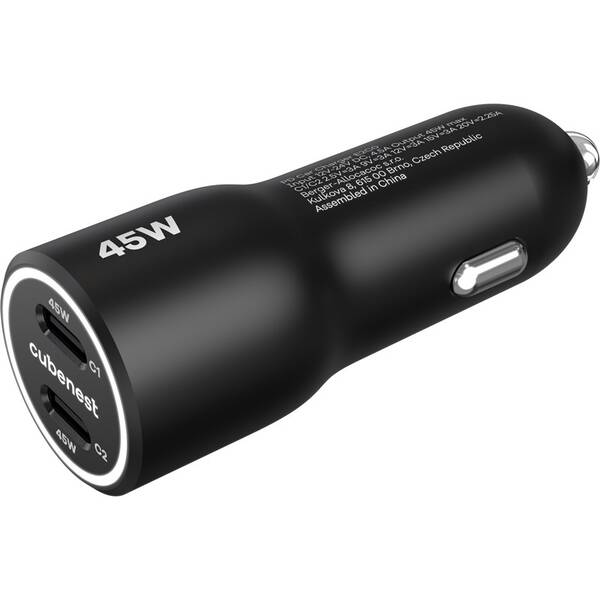 Adaptér do auta Cubenest E2C0 - 45W PD, 2x USB-C černý

