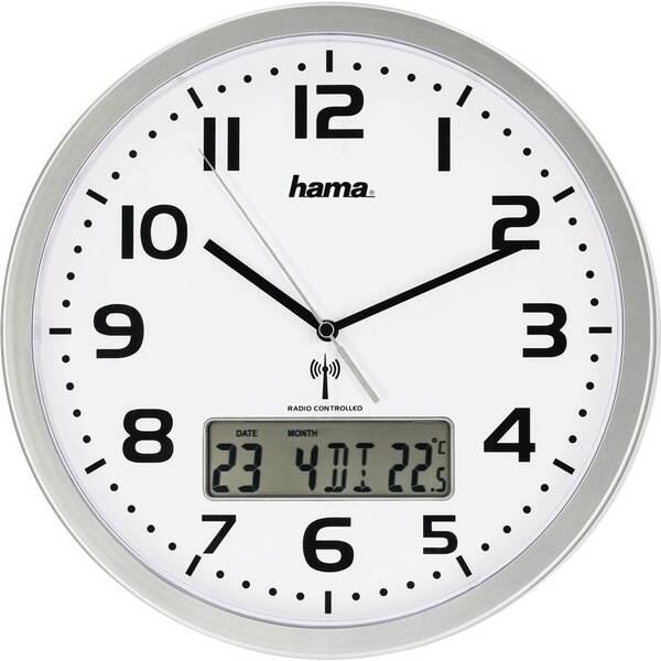 Nástěnné hodiny Hama Extra stříbrné/bílé

