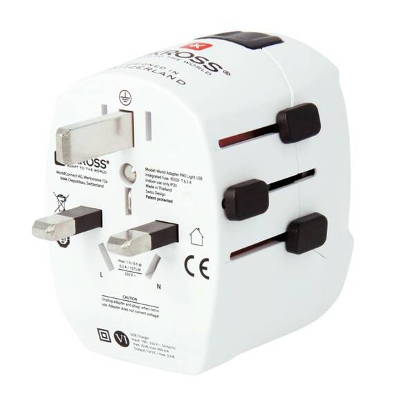Cestovní adaptér SKROSS pro celý svět, USB/USB-C 45W bílý

