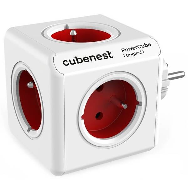 Rozbočovací zásuvka Cubenest Powercube Original, 5x zásuvka bílá/červená

