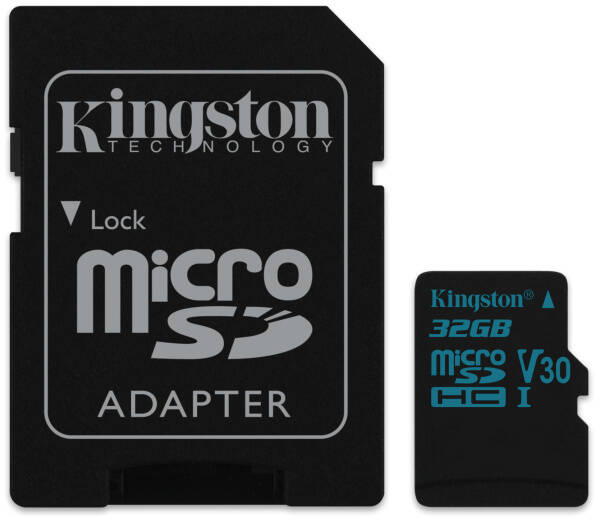 Paměťová karta Kingston MicroSDHC 32GB UHS-I U3 (90R/45W) + adapter 

