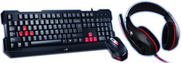 Klávesnice s myší Genius GX Gaming KHM-200 + headset černá/červená

