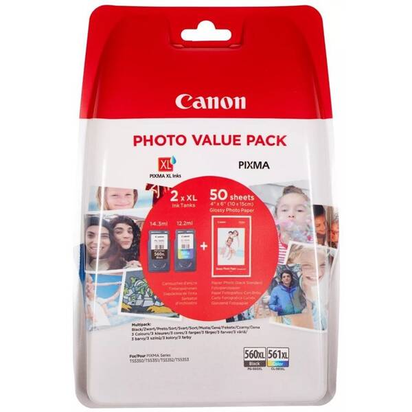 Inkoustová náplň Canon PG-560XL + CL-561XL Photo Value Pack, CMYK 

