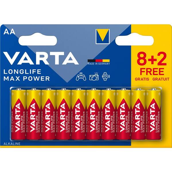 Baterie alkalická Varta AA, LR06, blistr 8+2ks 

