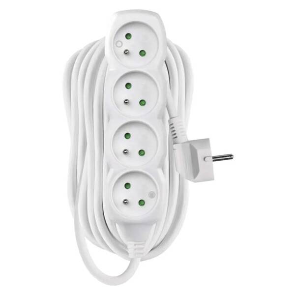 Kabel prodlužovací EMOS 4x zásuvka, 10m bílý

