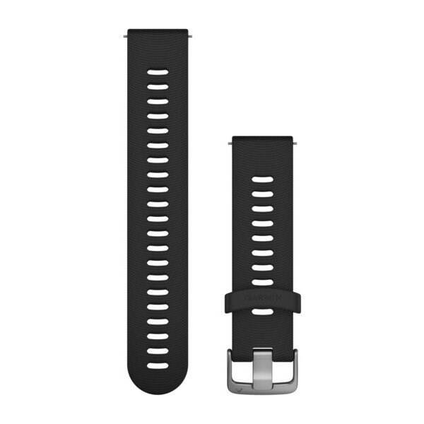 Řemínek Garmin Quick Release 20mm, silikonový černý, stříbrná přezka 

