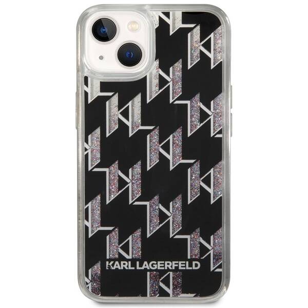 Kryt na mobil Karl Lagerfeld Monogram Liquid Glitter na Apple iPhone 14 černý

