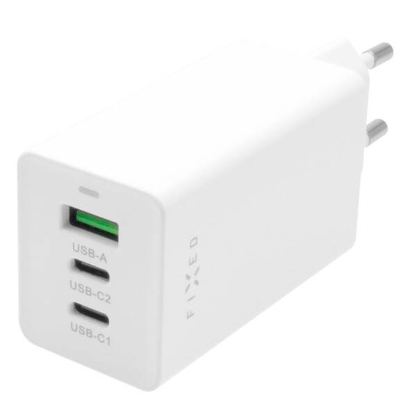 Nabíječka do sítě FIXED GaN USB, 2x USB-C PD, 65W bílá

