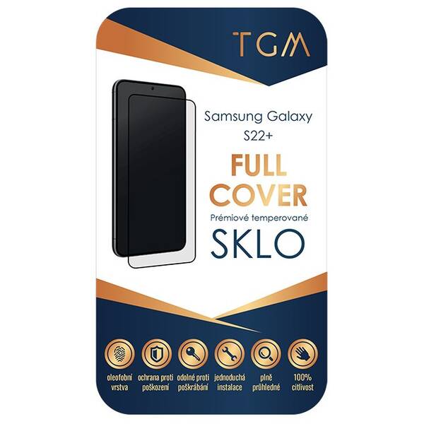 Tvrzené sklo TGM Full Cover na Samsung Galaxy S22+ černé

