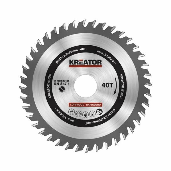 Kotouč pilový Kreator KRT020436 235mm 40T 

