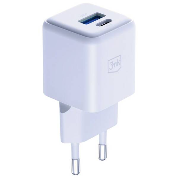Nabíječka do sítě 3mk Hyper GaN USB-C/USB-A 20W bílá

