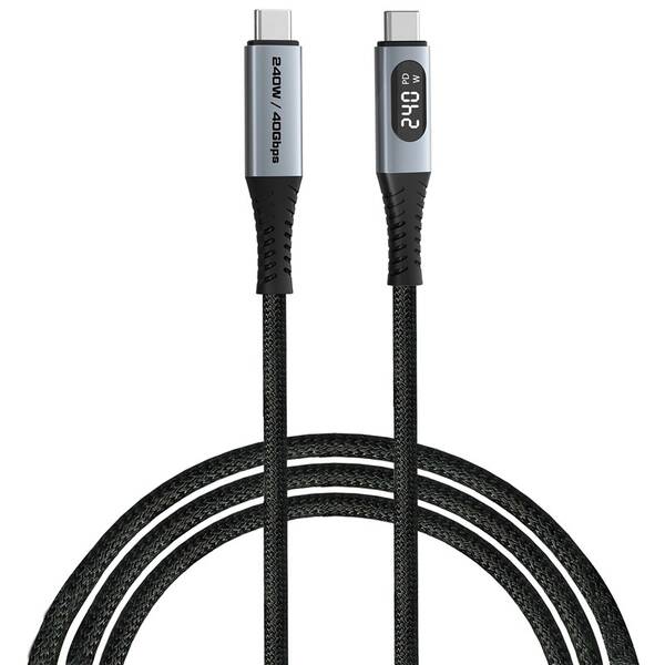 Kabel Verbatim Sync & Charge s displejem USB-C/USB-C 240W 1,2m černý

