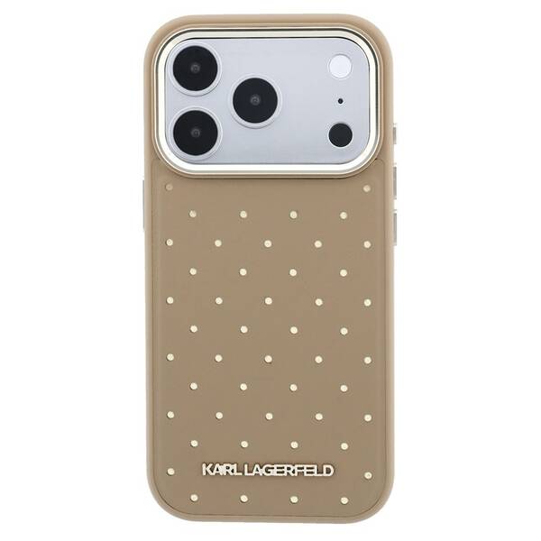 Kryt na mobil Karl Lagerfeld PU Perforated Gold Dots MagSafe na Apple iPhone 17 Pro béžový

